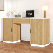 Scrivania regolabile in altezza con 2 cassetti in MDF bianco e rovere