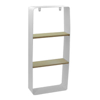 Mensola in metallo bianco e in legno 2 piani cm 25,5x10xh57