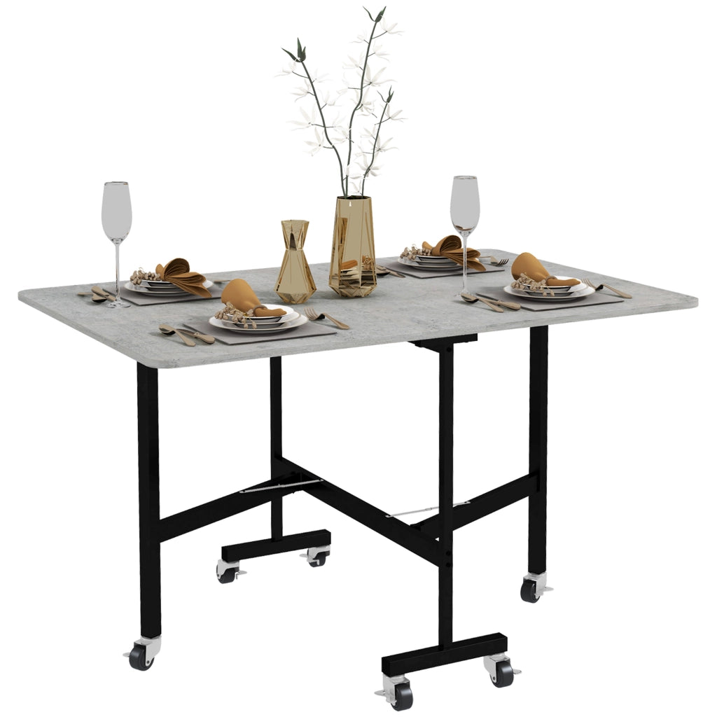 Tavolo pieghevole con rotelle per 4-6 persone ¨C Xylo ¨C legno e acciaio 120x80x73 cm grigio