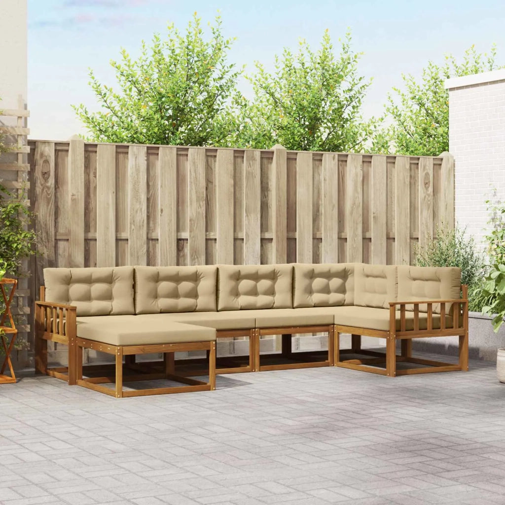 Set di divani da esterno con cuscino 6 pcs Naturale e Beige 3367821