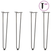 Gambe a forcina per tavoli consolle 4 pz in acciaio naturale 72 cm in acciaio massiccio