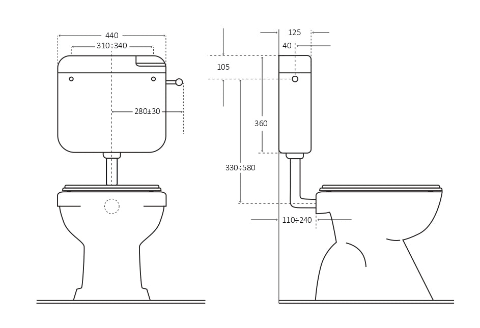 Cassetta di Scarico wc SMART Start/Stop rivestita con tubo e rubinetto - CR