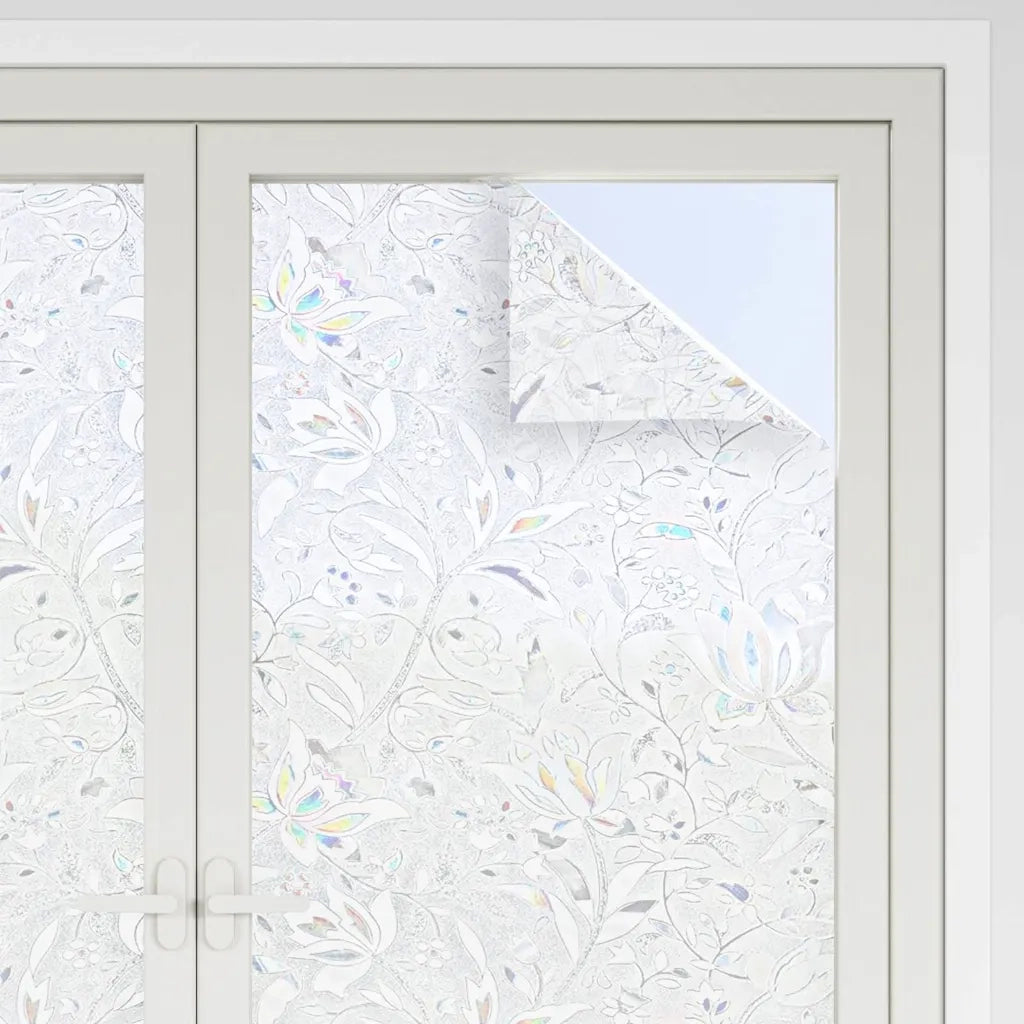 Pellicole per Finestre Smerigliate 4pz Motivo Fiore in PVC 3208978
