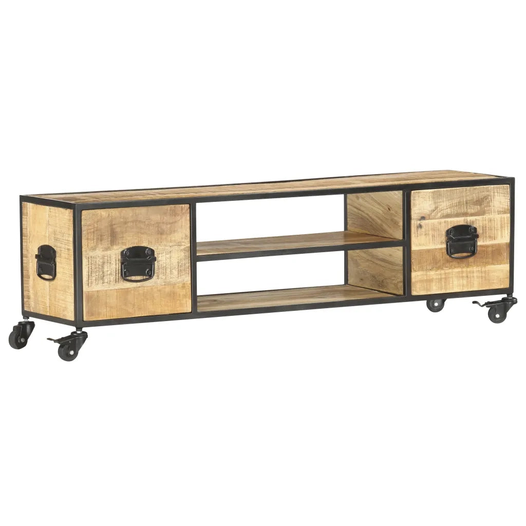 Mobile Porta TV-Credenza per TV 130x30x39 cm in Legno Massello di Mango