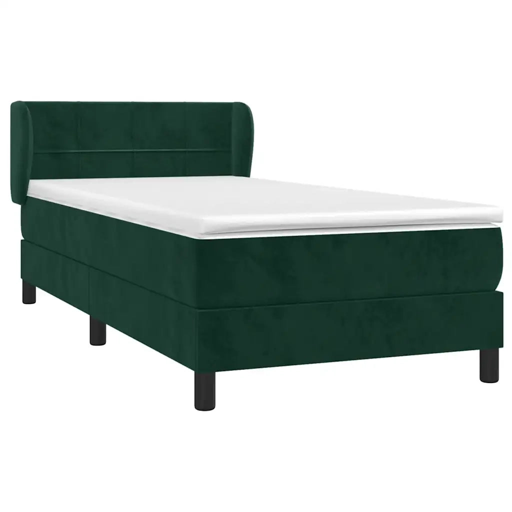 Giroletto a Molle con Materasso-Struttura Letto Verde Scuro 90x200 cm Velluto 483942