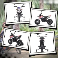 Moto elettrica per bambini con licenza Aprilia con 2 motori da 12V, ruote di supporto, luce LED, musica - bianco