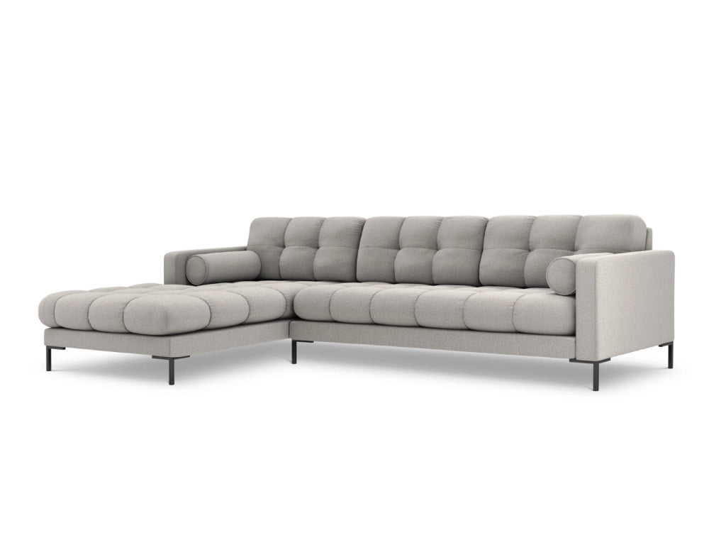 Cosmopolitan Design - Divano angolare sinistro "Bali" 5 posti in tessuto strutturato grigio chiaro 