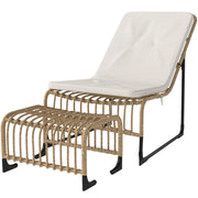 Poltrona reclinabile con poggiapiedi resistente ai raggi UV con cuscino in rattan per giardino e balcone naturale