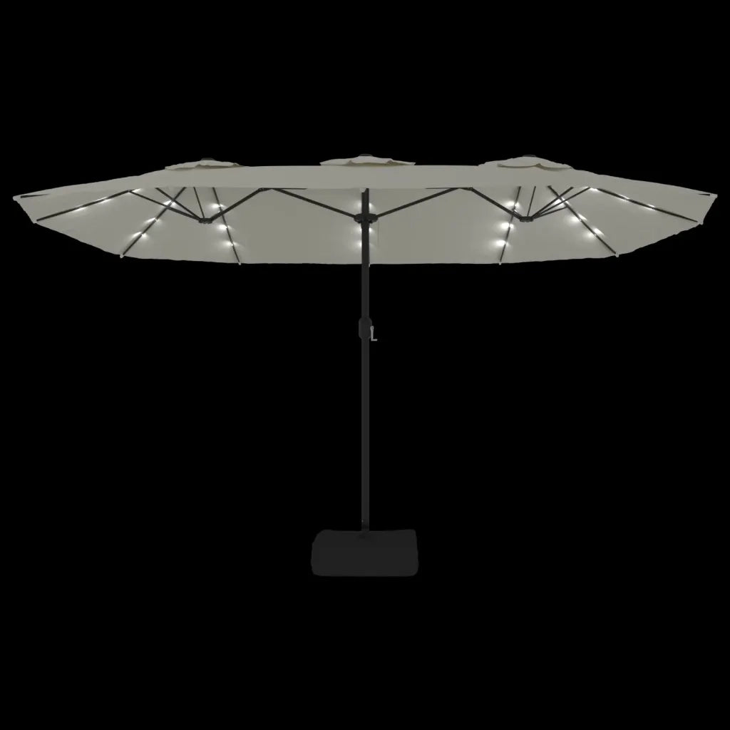 Ombrello | Parasolne a Doppia Testa con LED Bianco Sabbia 449x265 cm
