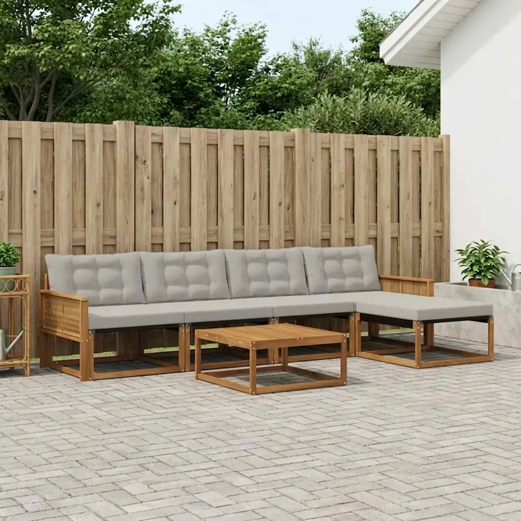 Set di divani da esterno 6 pcs Naturale e Grigio Chiaro 3381379
