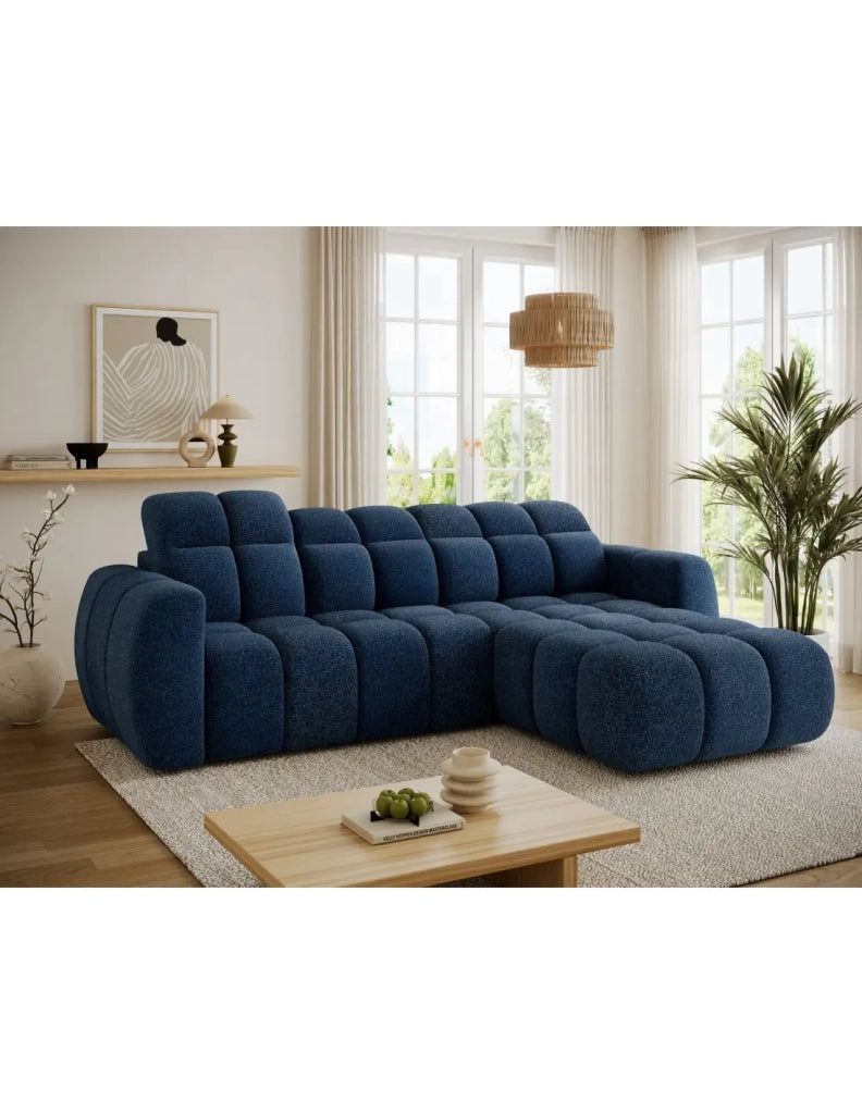 Divano ad angolo elettrico FANOTI 3 posti blu scuro – angolo destro
