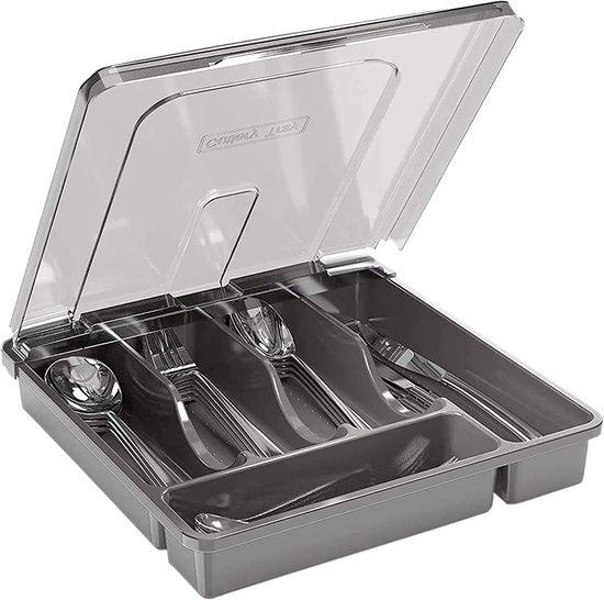 Cassetta di attrezzi con coperchio e 5 contenitori - multifunzionale - 30 * 30 * 7cm - Nero - Adatto per cucina, esterno e campeggio