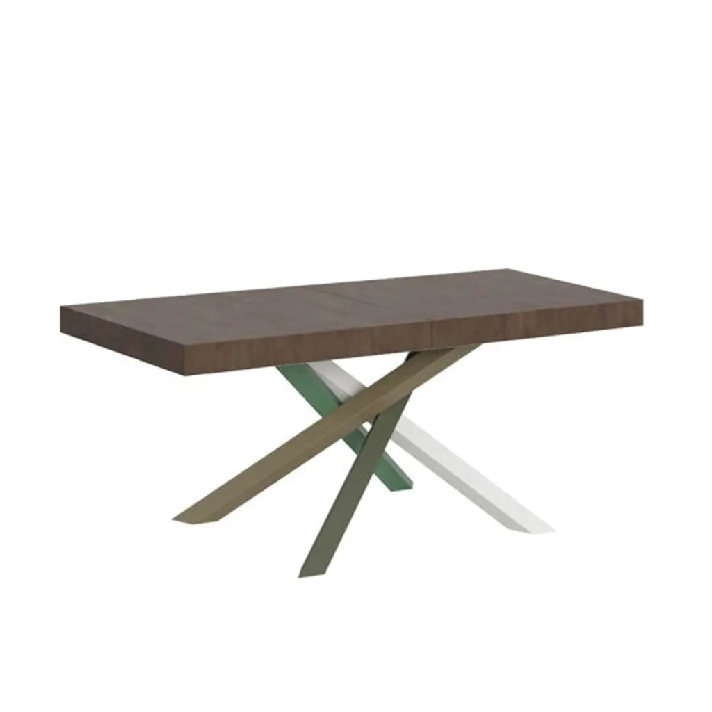 Tavolo allungabile 140/400x90 cm Volantis Premium colore noce gambe multicolore 4/A