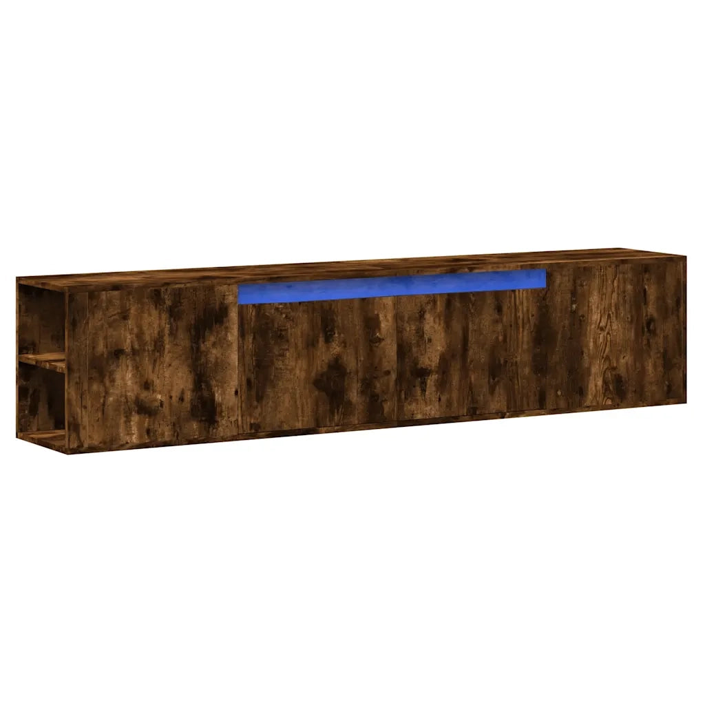 vidaXL Mobile TV a Parete con LED Rovere Fumo 180x31x39,5 cm