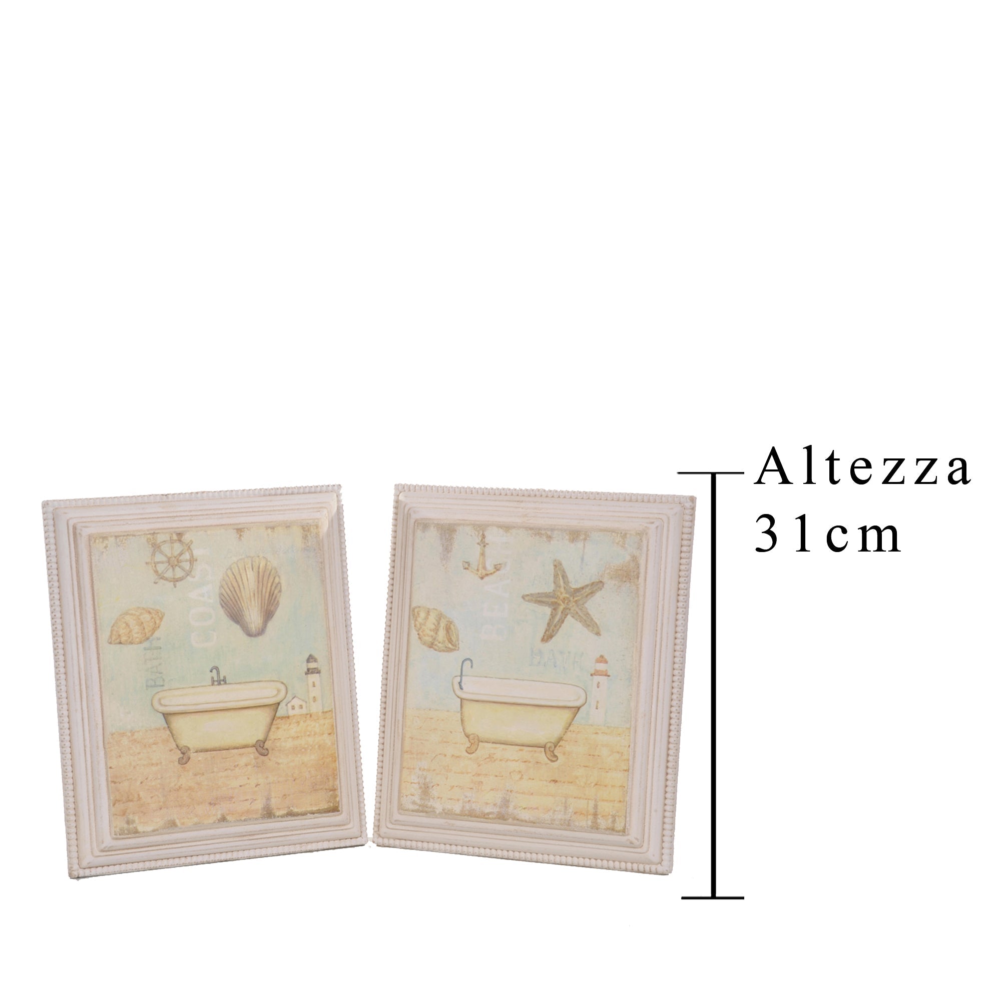 Set 2 Quadri con Vasca da Bagno H 31 cm