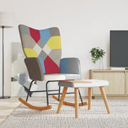 Sedia a Dondolo con Poggiapiedi in Tessuto Patchwork 328192