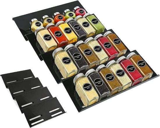 Organizzatore per erbe 4 in 1 espandibile, 4 strati di organizzatore per erbe in acrilico per cassetti