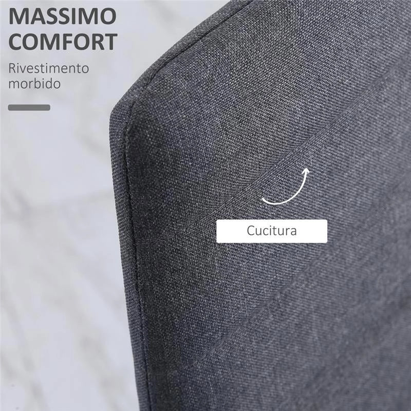 SET 4 SEDIE IMBOTTITE STILE MODERNO IN METALLO E TESSUTO GRIGIO