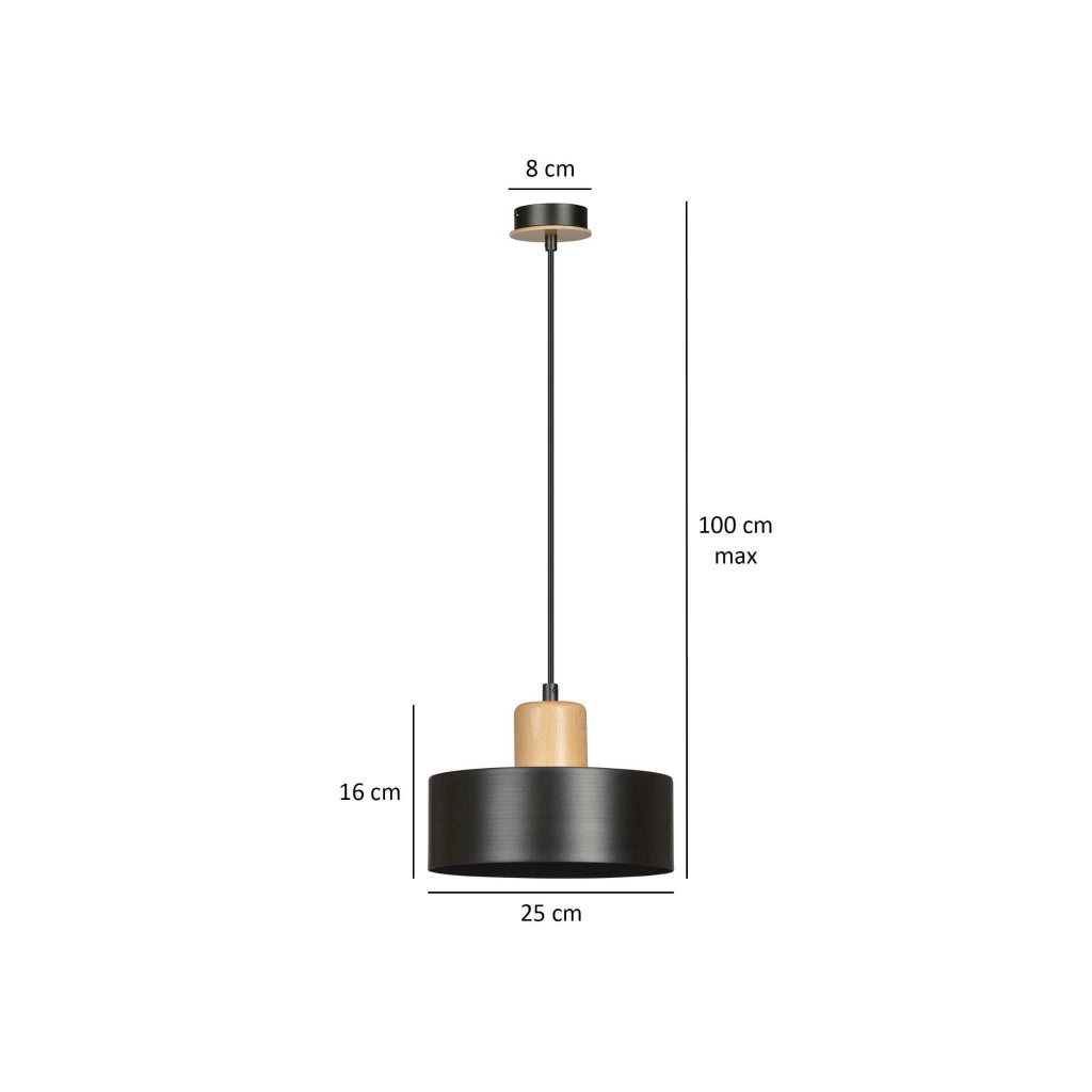 Lampada a sospensione Emibig Torin nera legno Ø25 E27
