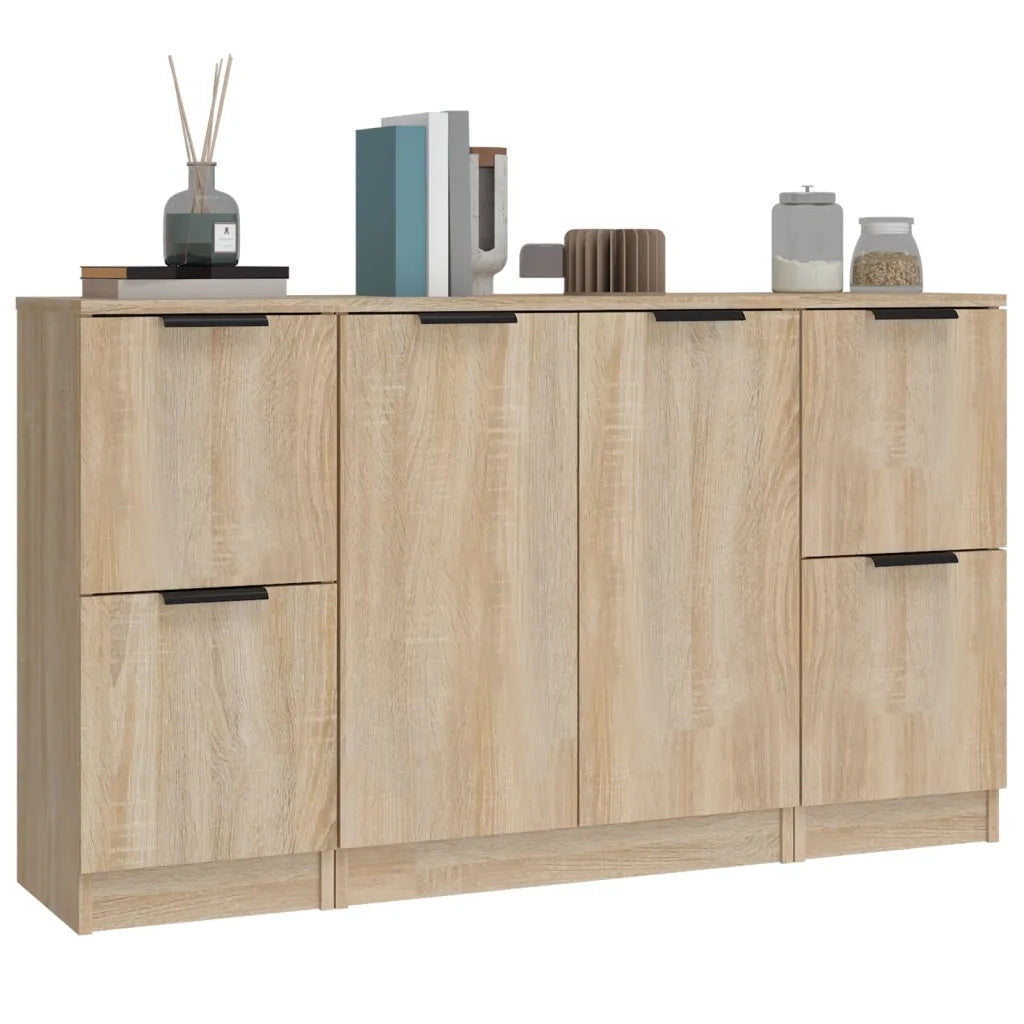 Credenze 3 pz Rovere Sonoma in Legno Multistrato 3115846