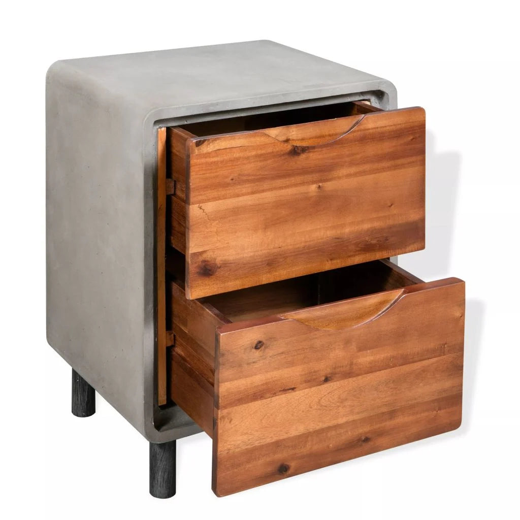 Comodino cassettiera mobile per camera da letto legno massello di acacia 40 x 30 x 50 cm 1402118