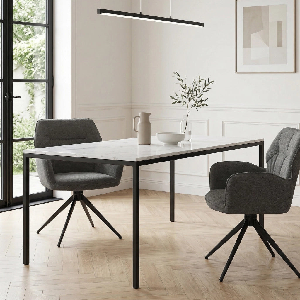 Set di 2 sedie girevoli in ciniglia grigio scuro
