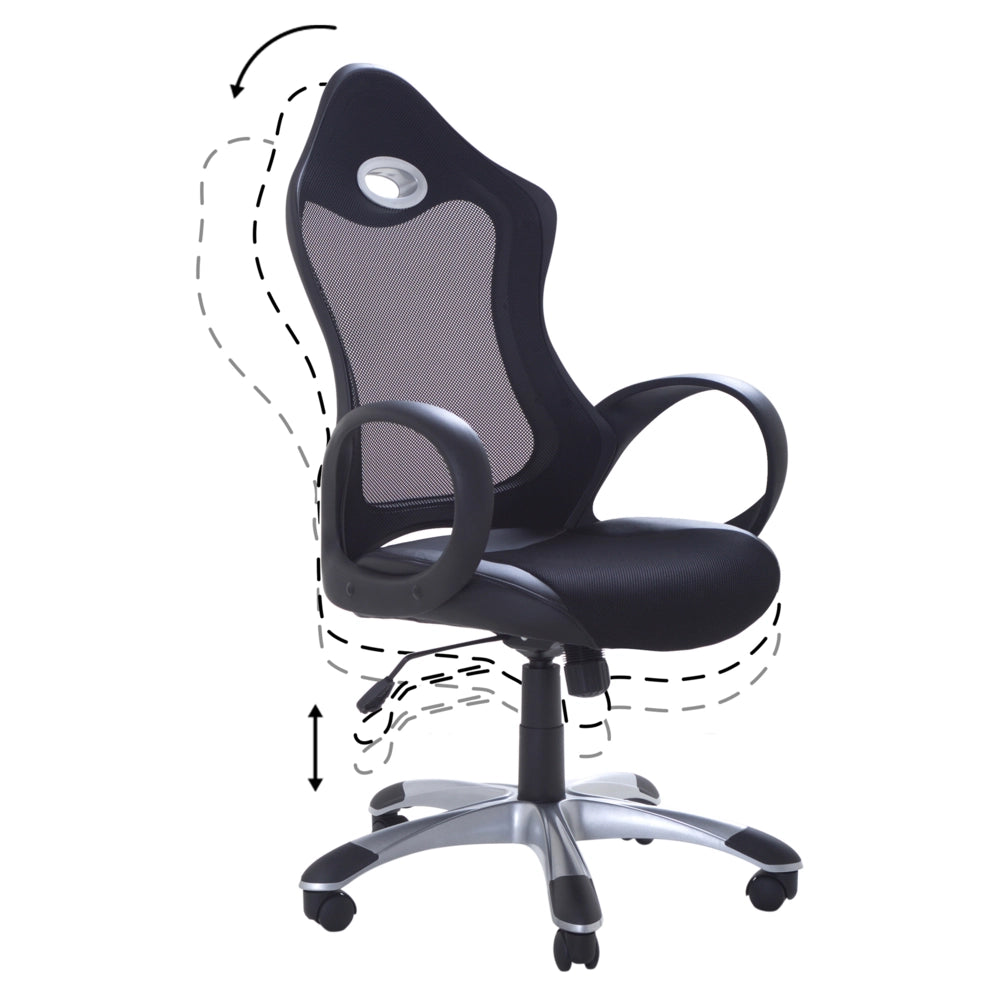 Sedia da ufficio Meccanismo di inclinazione girevole in tessuto a rete bianco e Nero Sedile regolabile in altezza Schienale ergonomico
