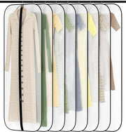 Set di contenitori per abbigliamento 8-delig trasparente, dimensioni 60 cm x 160 cm, con cerniera per confezioni, abiti da sera, giacche, magazzino abbigliamento, nero
