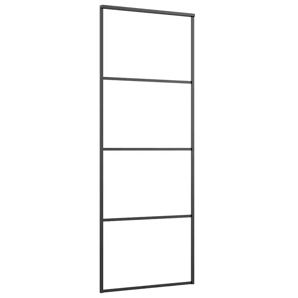Porta Scorrevole con Ferramenta Nera 76x205 cm in Vetro ESG