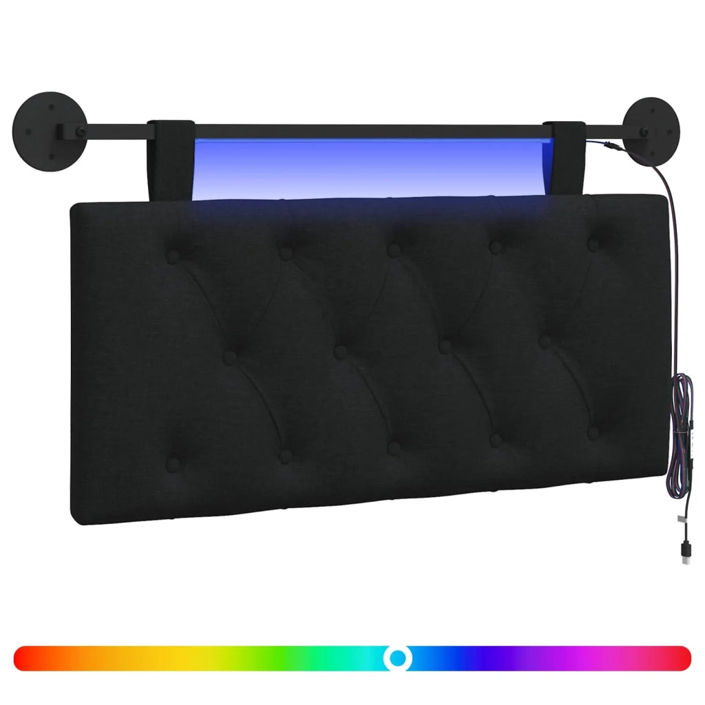 Testiera | Testata sospesa Con luce LED Nero Tessuto