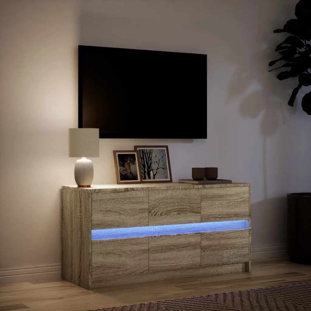 Mobile Porta TV con LED Rovere Sonoma 100x34x50cm in Truciolato