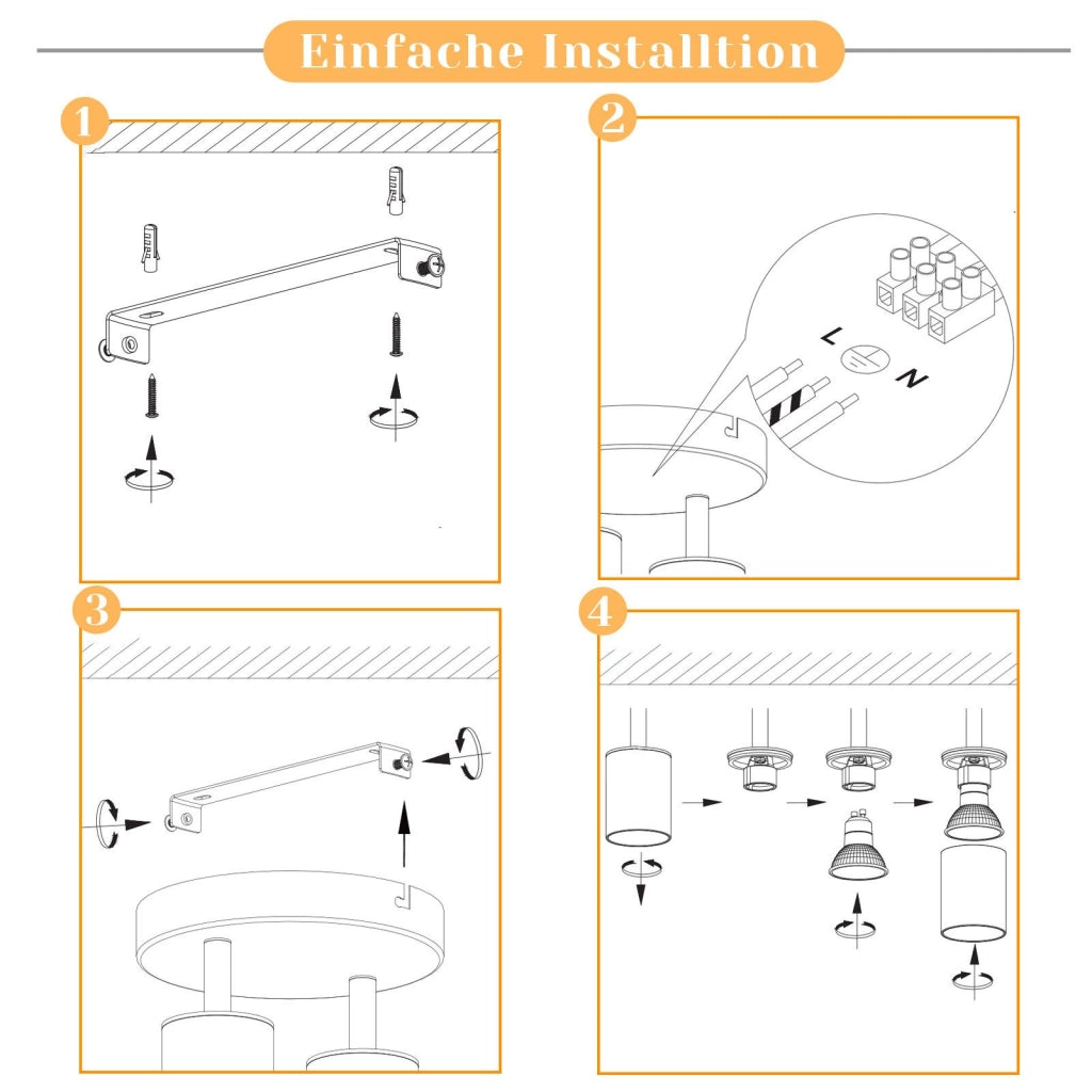 ZMH Faretto da soffitto 2 luci rotondi orientabili 330° moderni per soggiorno