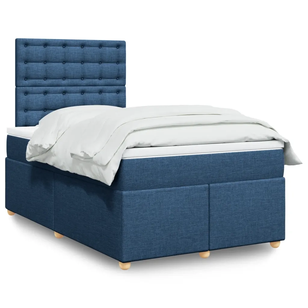 Giroletto a Molle con Materasso Blu 120x200 cm in Tessuto