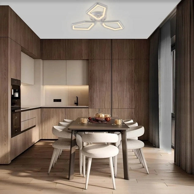 Plafoniera LED geometrica bianca 3 luci dimmerabile Vargo