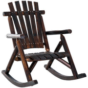 Sedia a dondolo con bracciolo in legno massiccio carbonizzato impermeabile 97 x 69 x 93 cm ideale per giardino e terrazza