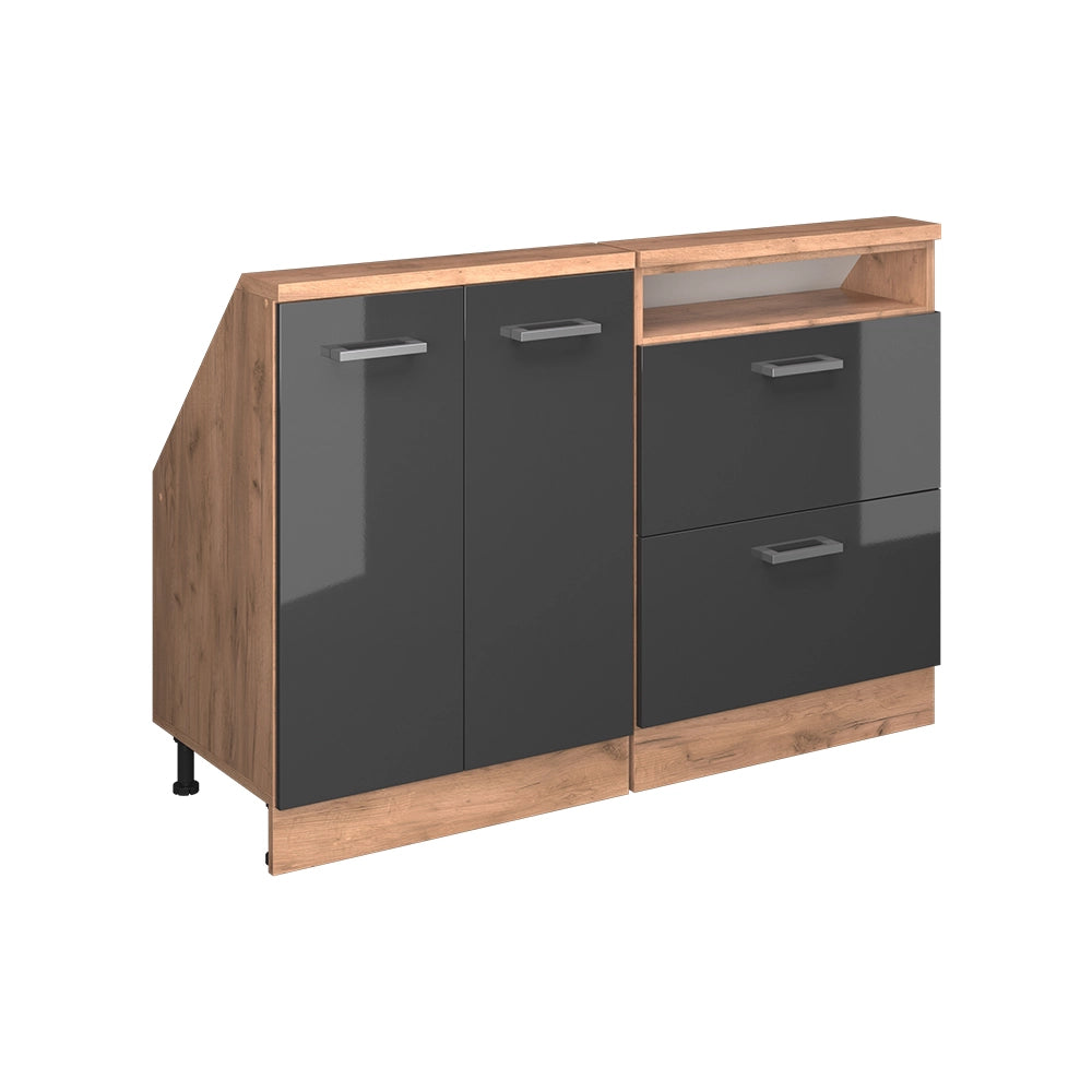 Set di mobili sottotetto Rion Antracite lucido/Rovere dorato Set di 2 Vicco