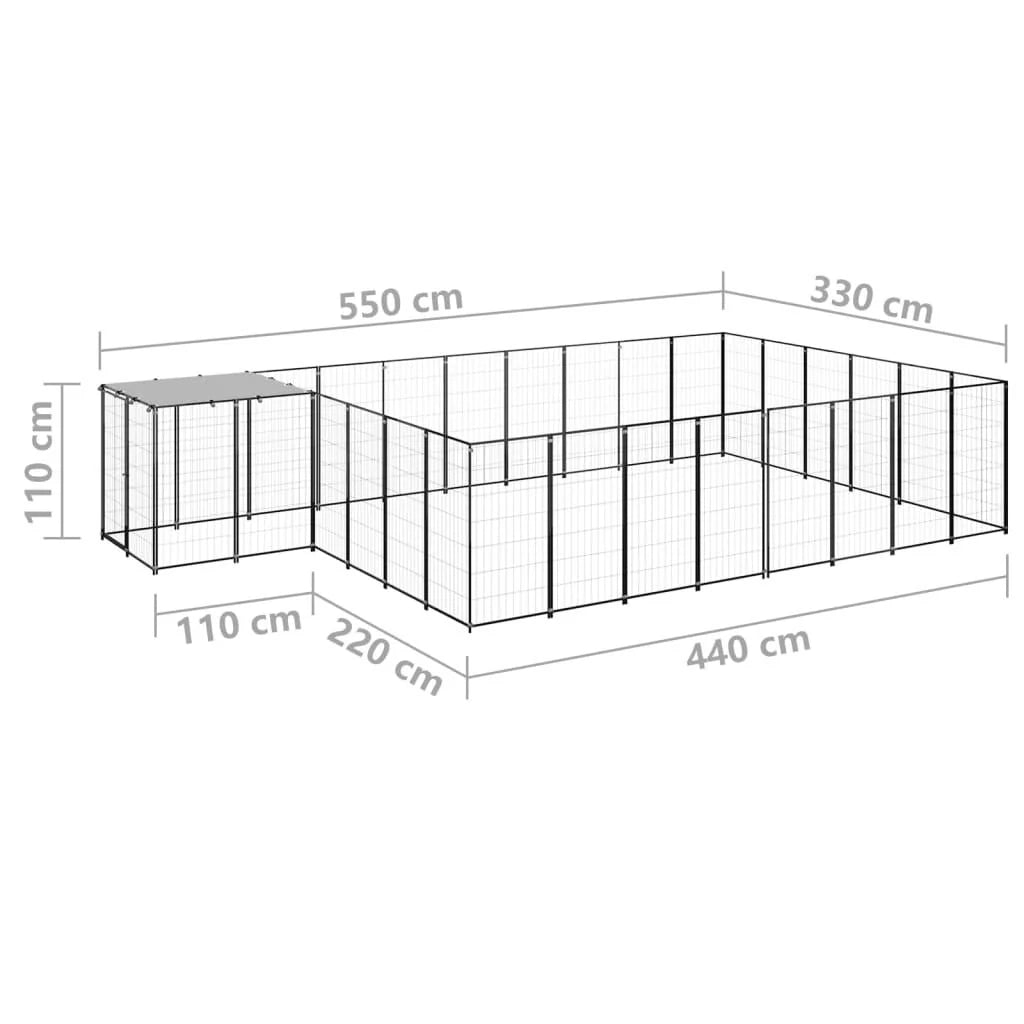 Recinto per animali da esterno per cani 15,73 m² 110 cm acciaio nero 02_0000497
