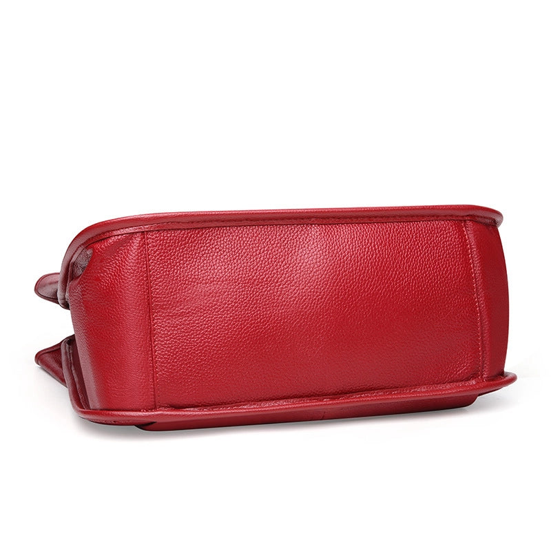 Borse da donna alla moda in vera pelle, colore rosso