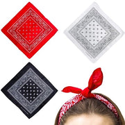 Bandana 3 Pezzi - Foulard - Cotone - Donna/Uomo - Rosso/Bianco/Nero - Materiale Respirante