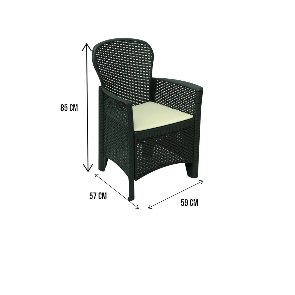 Sedia da esterno Amilton, Seduta da giardino, Poltrona outdoor effetto rattan, 100 % Made in Italy, Cm 60x58h89, Antracite