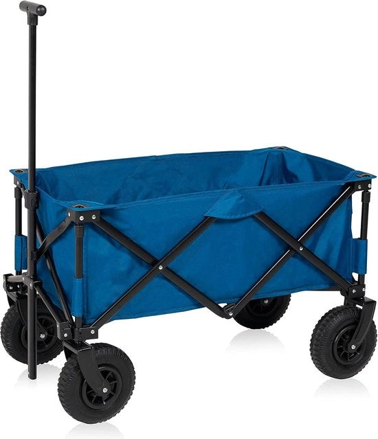 Carrello portatile pieghevole con pneumatici - 103 L - capienza fino a 70 kg - Blu