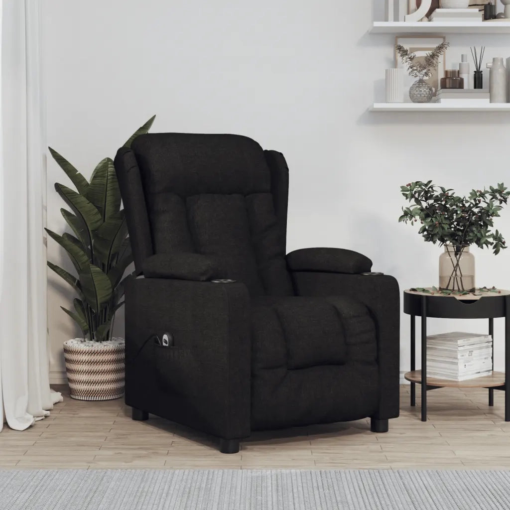 Poltrona | Sedia Relax Elettrica Reclinabile Nera in Tessuto