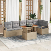 Set Divani Giardino  7 pezzi con cuscini Beige Rattan Sintetico Acacia