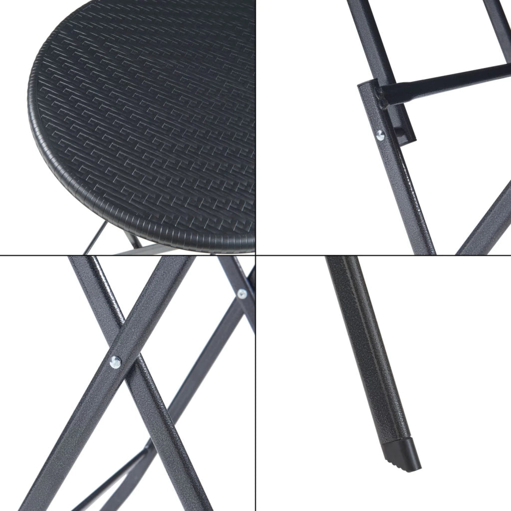Tavolo da campeggio pieghevole 60 x 74 cm effetto rattan nero 03_0011002