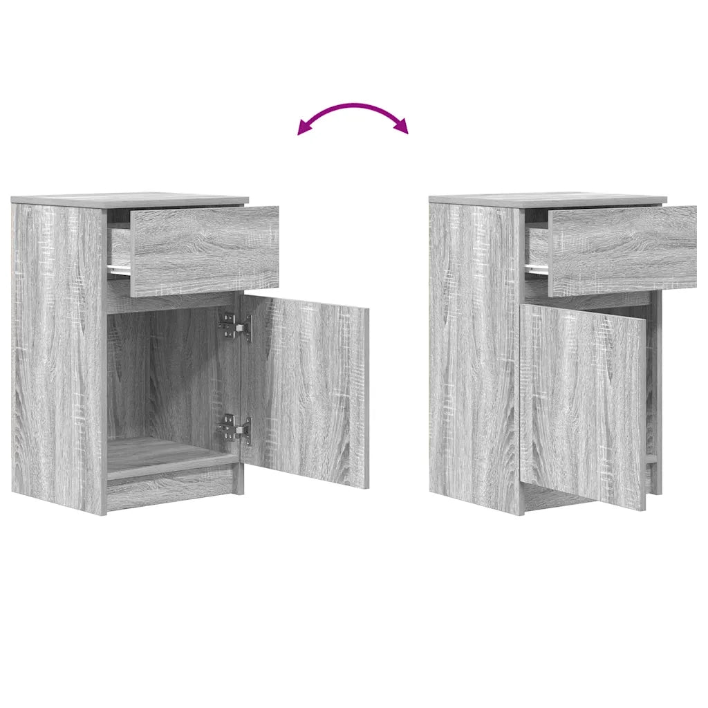 Set di 2 Comodini | Armadio da Notte | Mobiletto da notte Grigio Sonoma 39x35x65 cm in Legno Multistrato