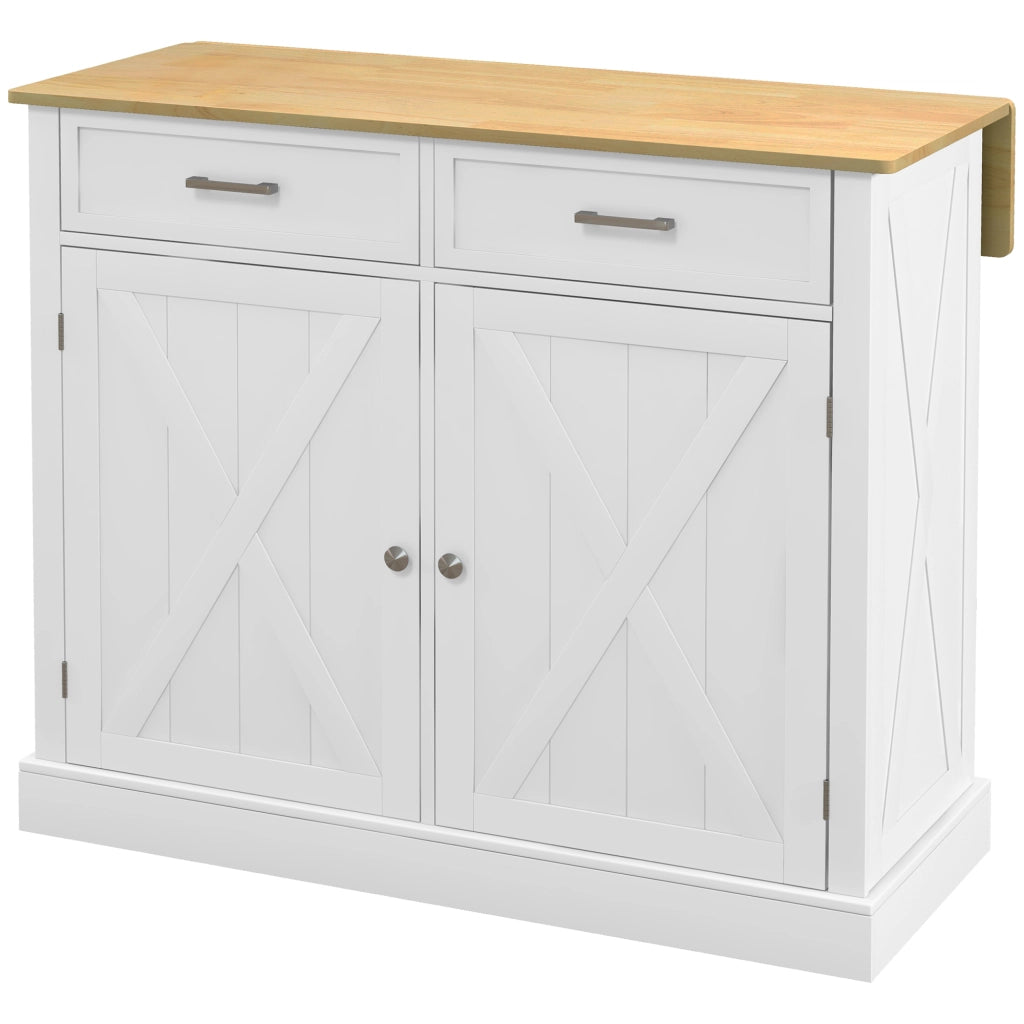 Tavolo da cucina allungabile con piano in legno e ruote ¨C zephmum ¨C 105x60x90,5 bianco