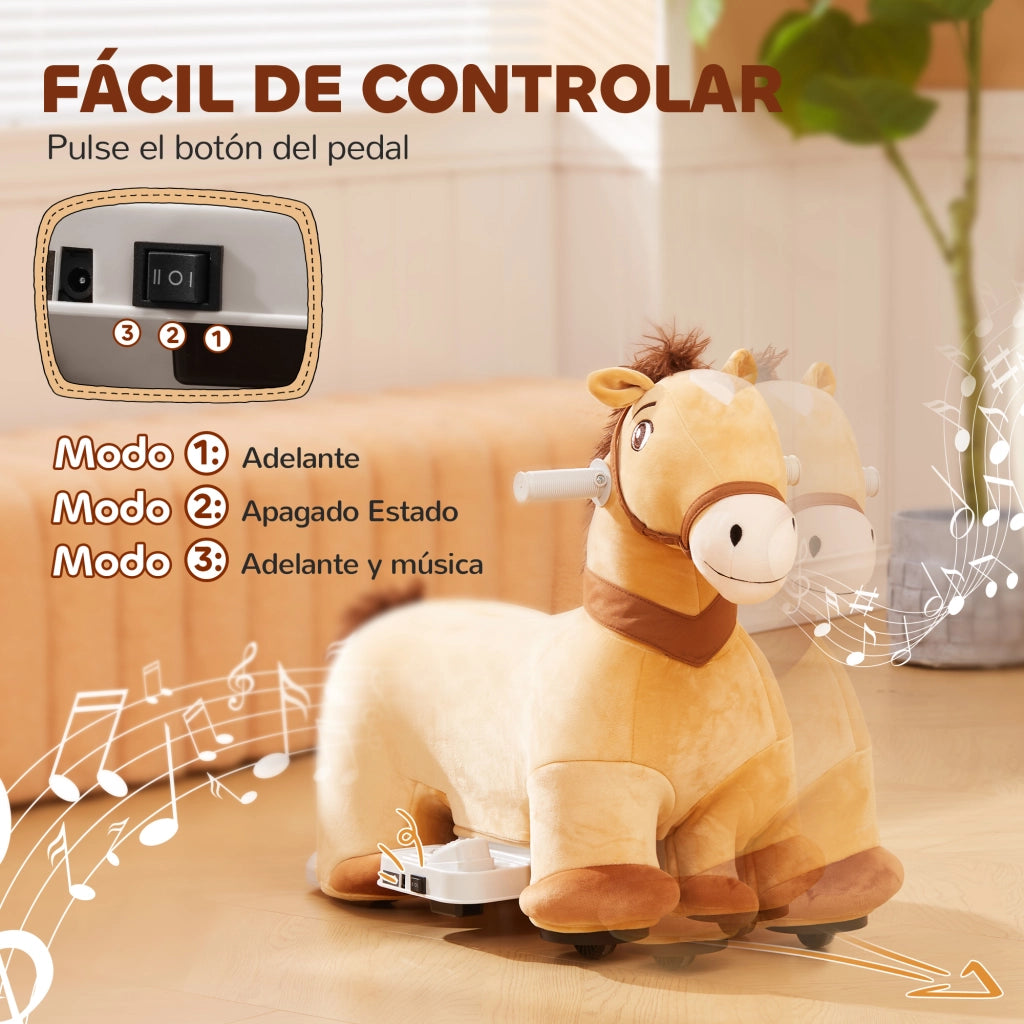Cavallo Elettrico per Bambini 18-36 Mesi ¨C Zephmum ¨C 69x34x53 cm Marrone