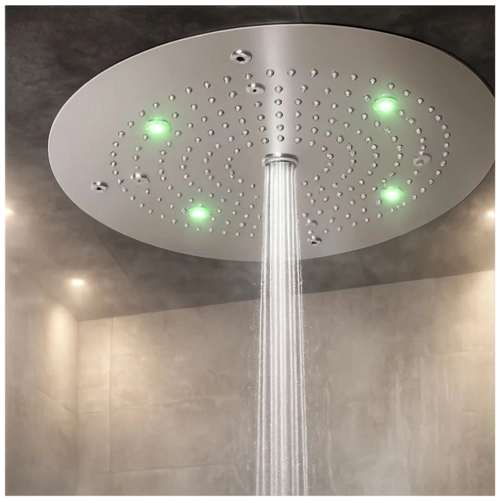Soffione doccia led a soffitto installazione da incasso acciaio inox tondo