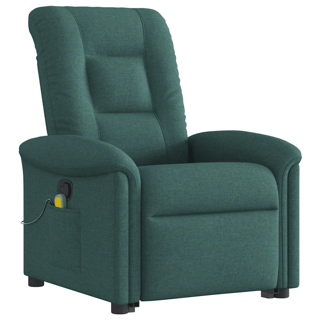 Poltrona Alzapersona Massaggiante Verde Scuro in Tessuto 3303270