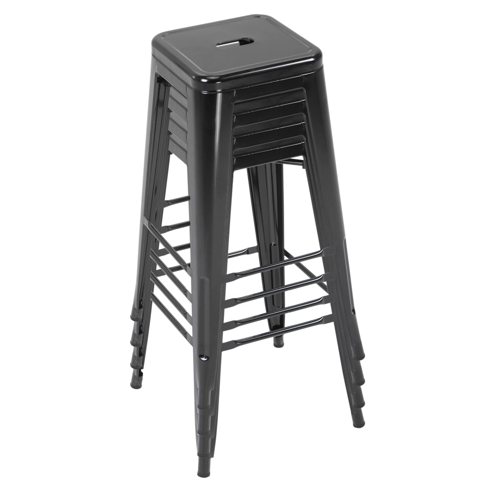 Sgabello da Bar Industriale Retr¨° con Poggiapiedi ¨C zephmum ¨C 4 Pezzi, Struttura in Metallo, Colore Nero, Altezza Seduta 76 cm